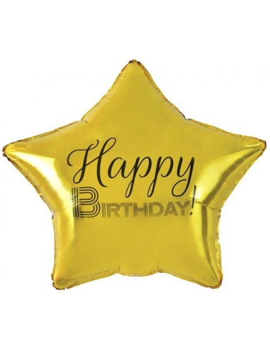 Palloncino mylar 18" Cm. 45 - Stella Gold Happy Birthday