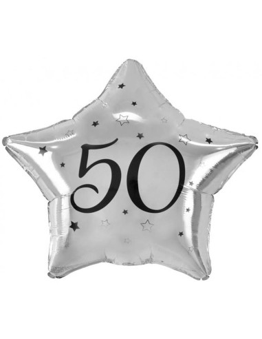 Palloncino mylar 18" Cm. 45 - Stella silver "50"