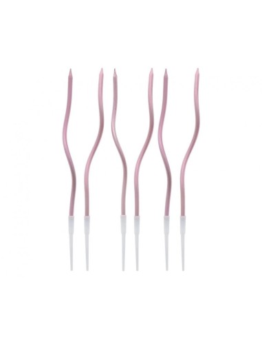 Candeline per torta swirl metallizzate Cm. 16 - Rosa Gold - Blister 6 pezzi