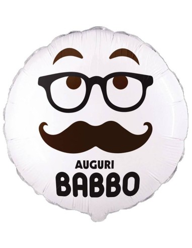 Palloncino mylar 18" Cm. 45 Auguri Babbo rotondo bianco