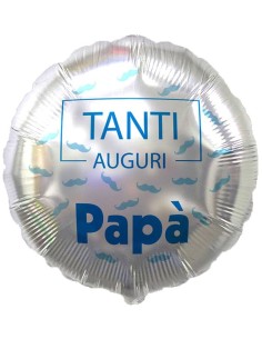 Palloncino mylar 18" Cm. 45 - Tanti auguri papà Baffetti Silver