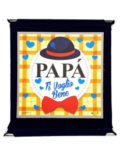 Targa vellutata a libretto Cm. 17x17 - Papà ti voglio bene