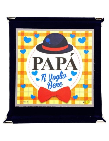 Targa vellutata a libretto Cm. 17x17 - Papà ti voglio bene