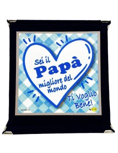 Targa vellutata a libretto Cm. 17x17 - Sei il papà migliore del mondo