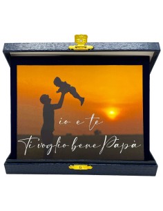 Targa con cofanetto Cm. 21x17 - Io e Te.. ti voglio bene papà