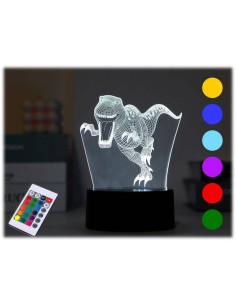 Lampada led 3D cambiacolore con base touch e telecomando Cm. 13,5x17 - Gigantosauro