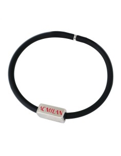Bracciale nero in silicone con scritta AC Milan