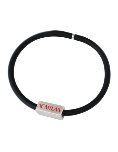 Bracciale nero in silicone con scritta AC Milan