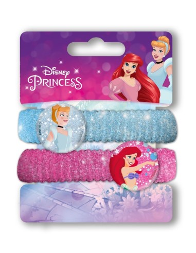 Blister 2 elastici per capelli glitterati Principesse