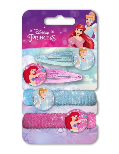 Blister 4 accessori per capelli Principesse