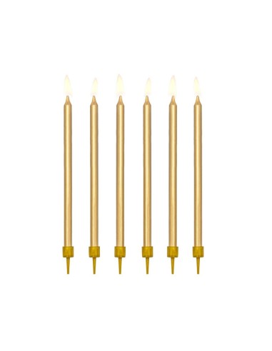 Candeline per torta lisce Cm. 12,5 - Gold - Cf. 12 pz