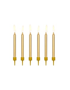 Candeline per torta lisce Cm. 6 - Gold - Cf. 6 pz