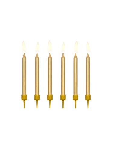 Candeline per torta lisce Cm. 6 - Gold - Cf. 6 pz