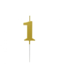 Candelina per torta pick Oro Gold Metallizzata - Numeri da 0 a 9 - Cf. 10 pz 2