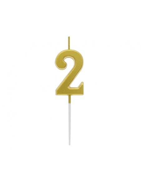 Candelina per torta pick Oro Gold Metallizzata - Numeri da 0 a 9 - Cf. 10 pz