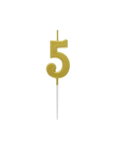 Candelina per torta pick Oro Gold Metallizzata - Numeri da 0 a 9 - Cf. 10 pz