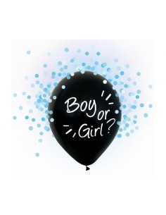 Palloncini lattice 12" Boy or Girl con confetti celesti - Blister 4 pezzi
