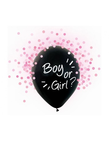 Palloncini lattice 12" Boy or Girl con confetti rosa - Blister 4 pezzi