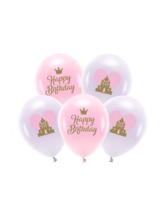 Palloncini lattice cm. 33 Happy Birthday Castello - Blister 5 pezzi