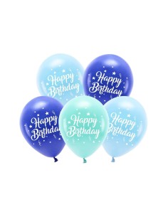 Palloncini lattice cm. 26 Happy Birthday Blu - Blister 5 pezzi