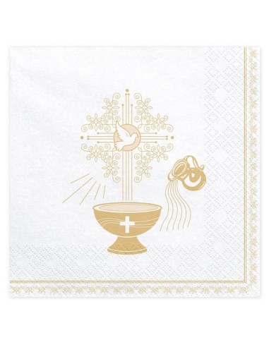 Tovaglioli carta Cm. 33x33 - Battesimo calice - Cf. 20 pz