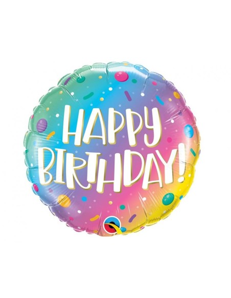 Palloncino mylar 18" Cm. 45 - Happy Brithday Ombre Qualatex