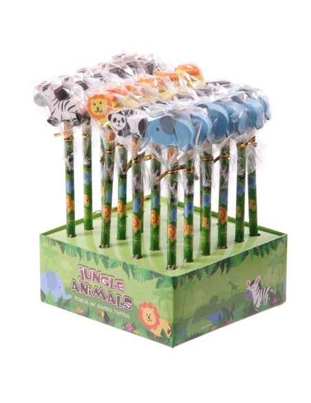 Matita con topper gomma 3D - Animali della giungla
