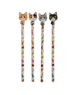 Matita con topper gomma 3D - Gatti