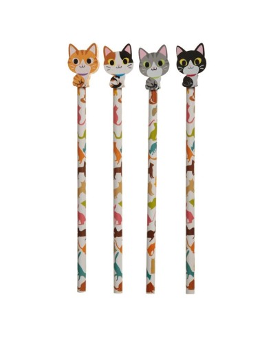 Matita con topper gomma 3D - Gatti
