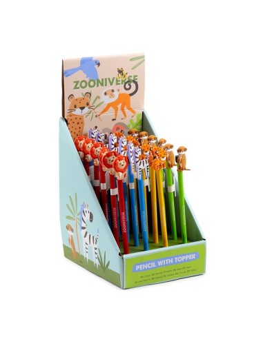 Matita con topper gomma 3D - Animali dello zoo
