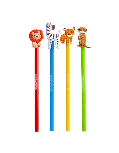 Matita con topper gomma 3D - Animali dello zoo