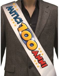 Fascia umoristica compleanno in tessuto "Mitici 100 Anni"