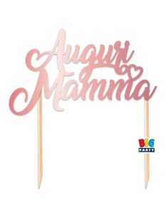 Cake topper cartonato scritta Auguri Mamma grande