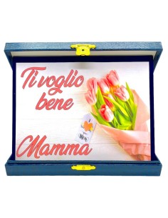 Targa con cofanetto rettangolare Cm. 21x17 "Ti voglio bene Mamma"