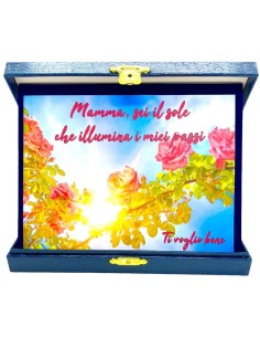 Targa con cofanetto rettangolare Cm. 21x17 "Mamma sei il sole che illumina i miei passi"