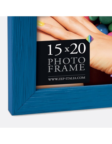 Portafoto in legno Cm. 16x21 - Foto Cm. 13x18 - Blu