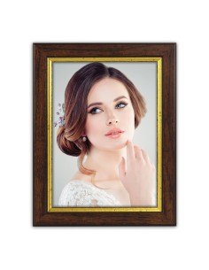 Portafoto in legno anticato bordo oro Cm. 23,7x28,7 - Foto cm. 20x25