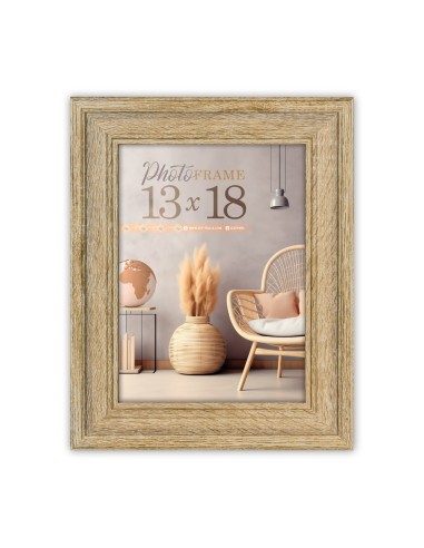 Portafoto in legno classico Cm. 18,5x23,5 - Foto Cm. 13x18 - Legno naturale