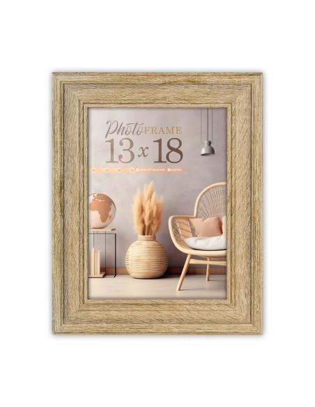 Portafoto in legno classico Cm. 18,5x23,5 - Foto Cm. 13x18 - Legno naturale