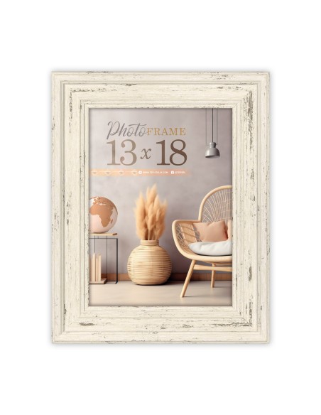 Portafoto in legno classico Cm. 18,5x23,5 - Foto Cm. 13x18 - Bianco