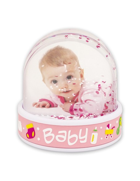 Globo sfera portafoto Baby Cm. 9,5 - Baby Rosa