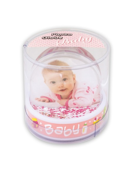 Globo sfera portafoto Baby Cm. 9,5 - Baby Rosa