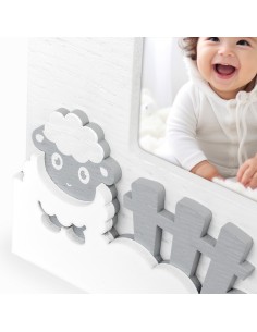 Portafoto in legno baby pecorelle Cm. 17x22 - Foto cm. 10x15 2