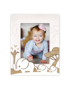 Portafoto in legno elefantini Cm. 18,5x23 - Foto cm. 10x15