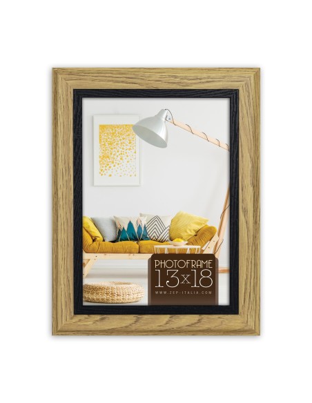 Portafoto in mdf effetto anticato Cm. 22x17 - Foto cm. 13x18 - Legno naturale/marrone