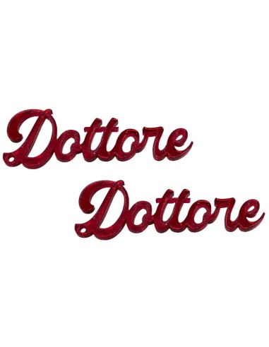 Scritte micro in plex crystal - Dottore - Rosso - Cf. 10 pezzi