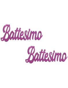 Scritte micro in plex crystal - Battesimo - Rosa - Cf. 10 pezzi