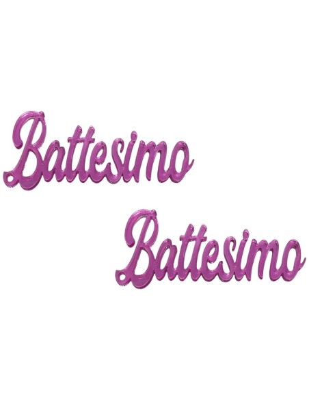 Scritte micro in plex crystal - Battesimo - Rosa - Cf. 10 pezzi
