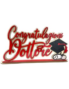 Scritta in legno artigianale "Congratulazioni dottore"