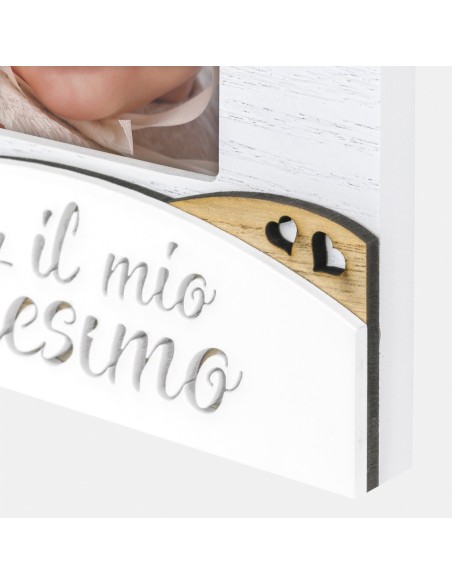 Portafoto in legno Cm. 21,5x26 - Foto Cm. 13x18 - Il mio battesimo